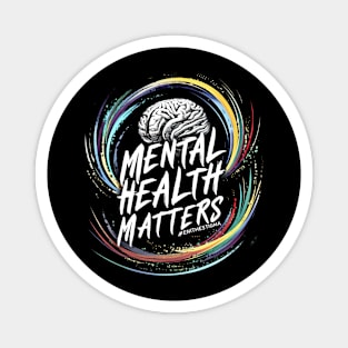 Colorful Brain Art - Mental Health Matters Magnet